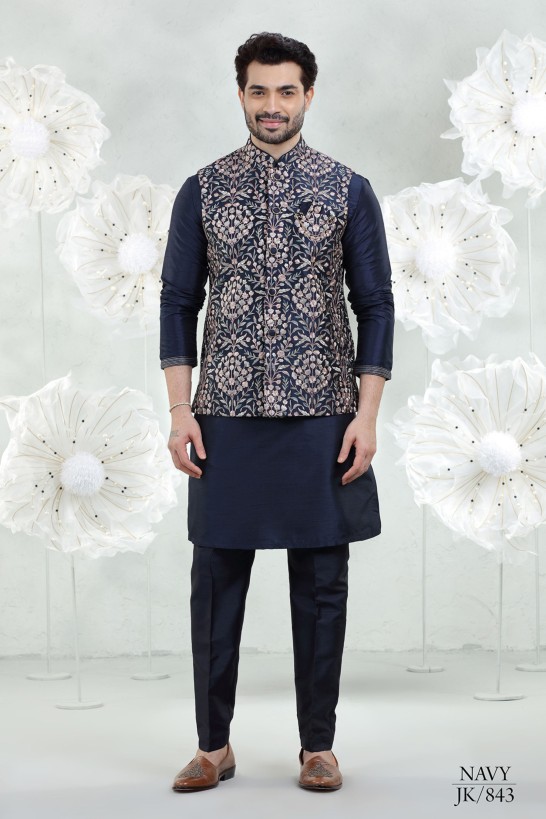 NAVY BLUE EMBROIDERED SET