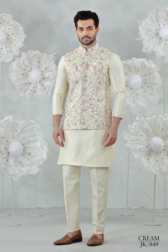 CREAM EMBROIDERED JACKETSET