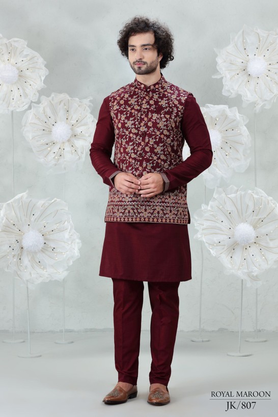 ROYAL MAROON EMBROIDERED  SET