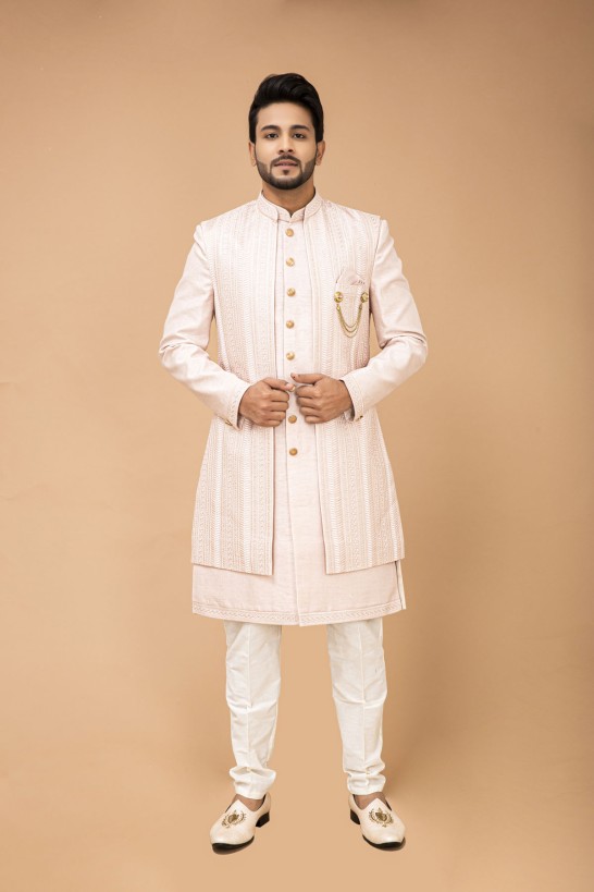 Blush Pink Nawabi with Long jacket