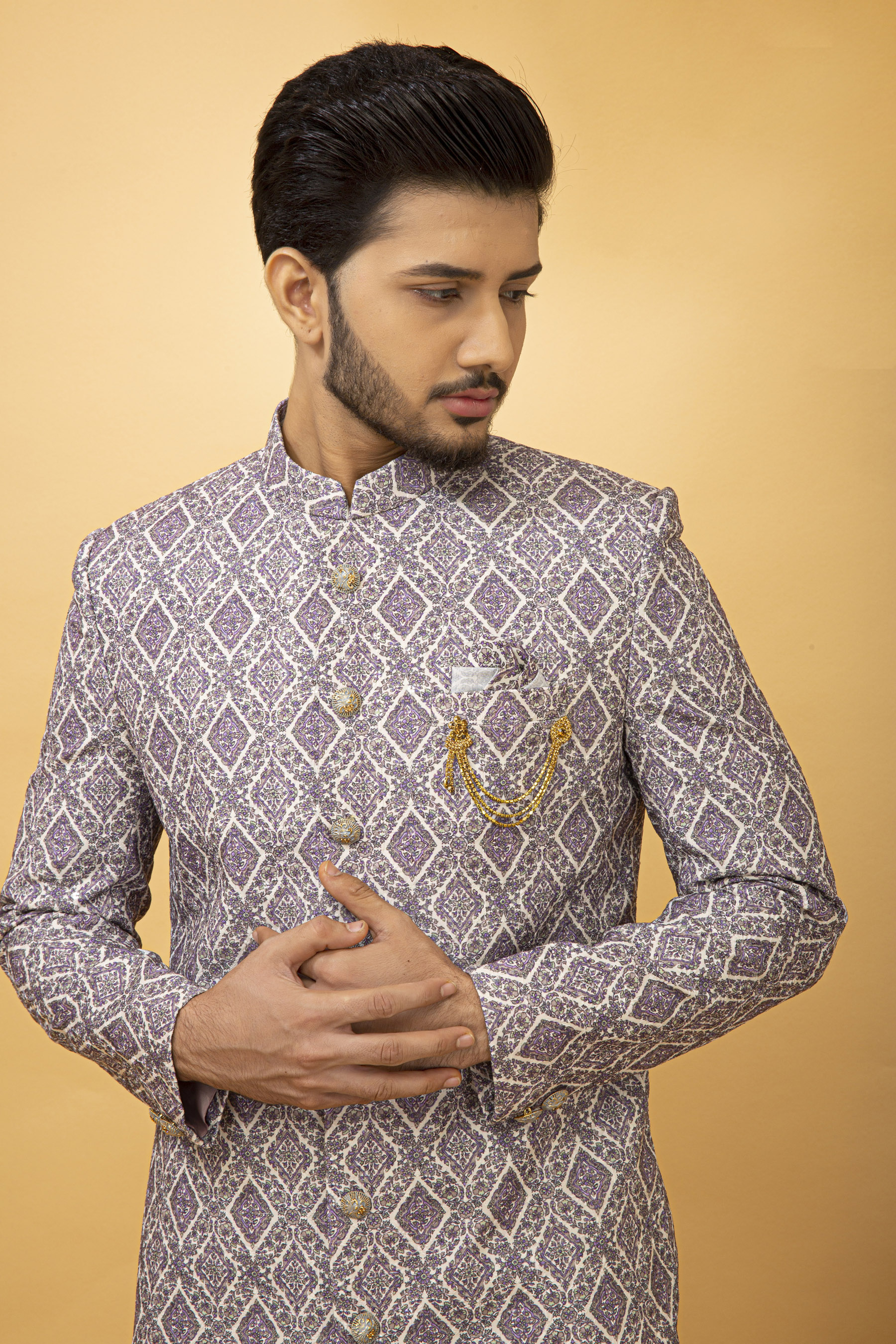 MAUVE COLOUR EMBROIDERED WITH PRINT