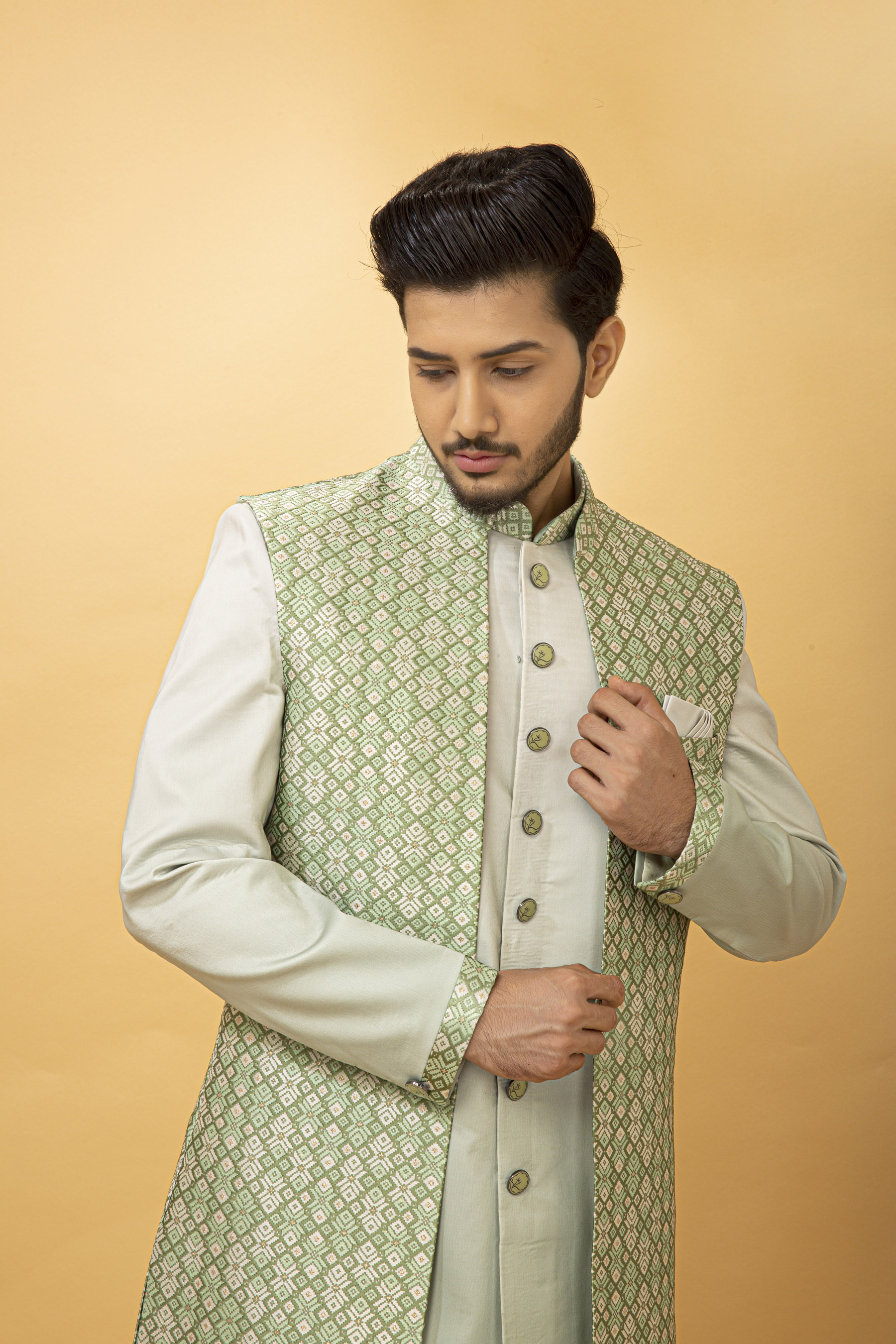 PISTA GREEN NAWABI WITH LONG JACKET