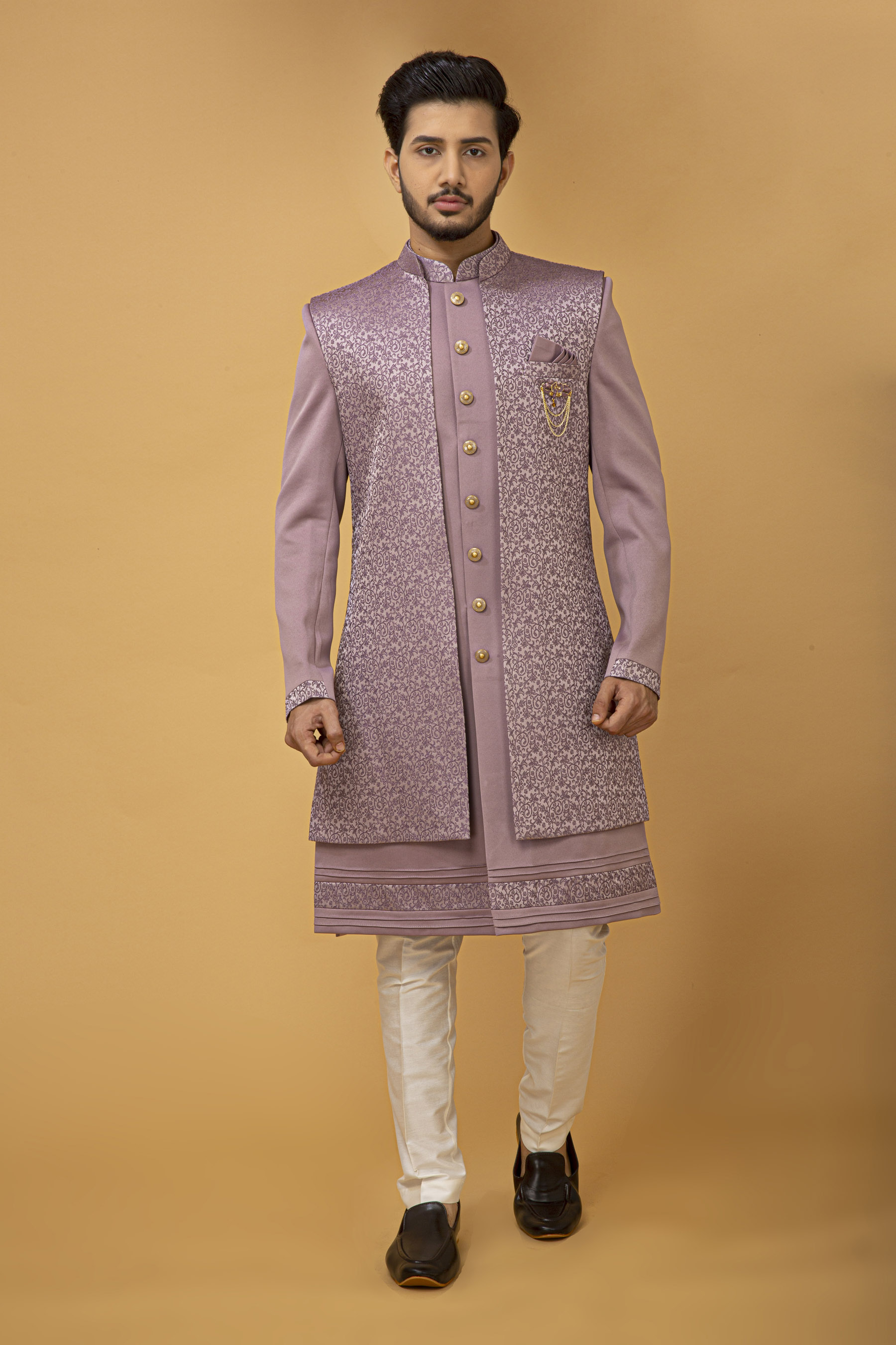 MAUVE NAWABI WITH LONG JACKET