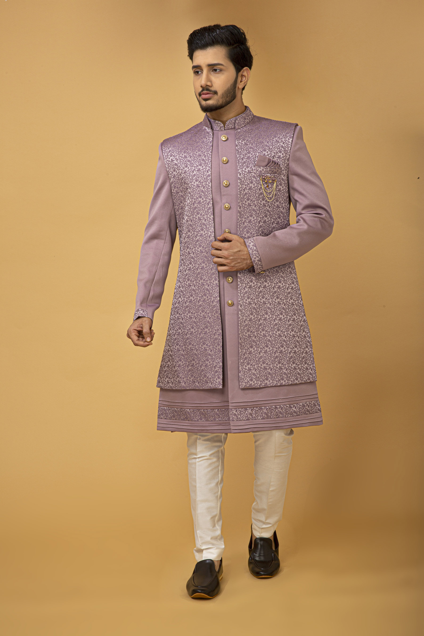 MAUVE NAWABI WITH LONG JACKET