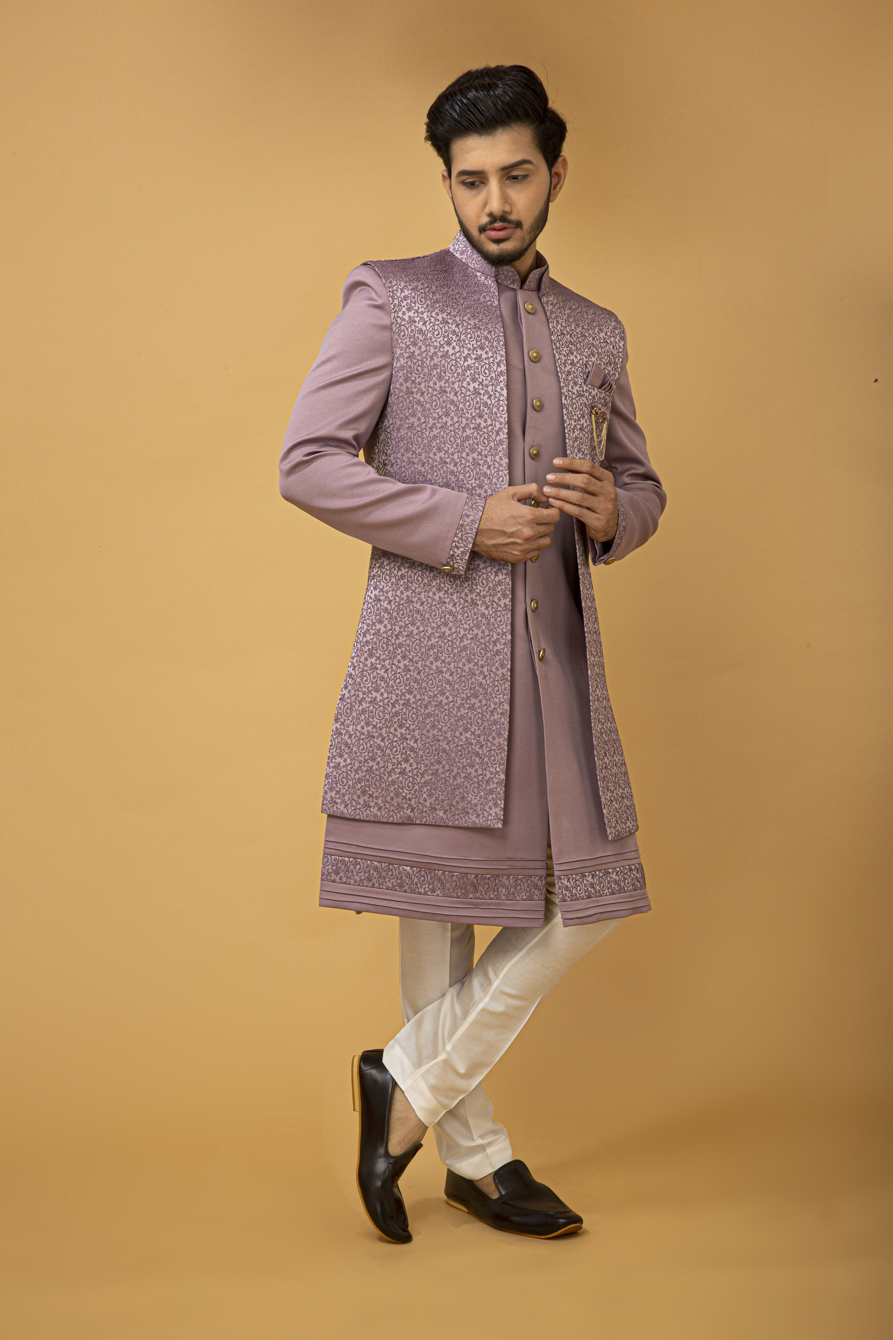 MAUVE NAWABI WITH LONG JACKET