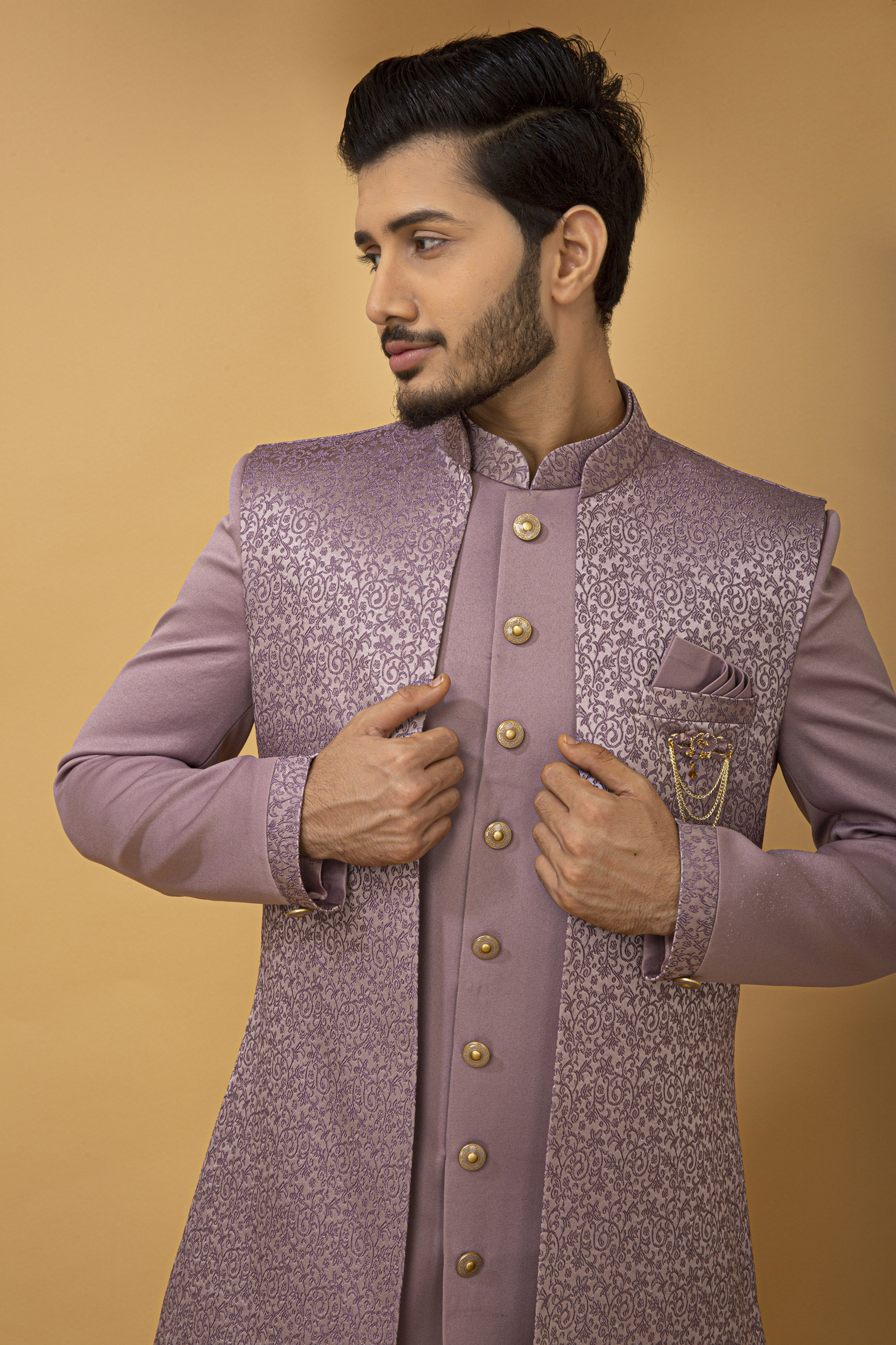 MAUVE NAWABI WITH LONG JACKET