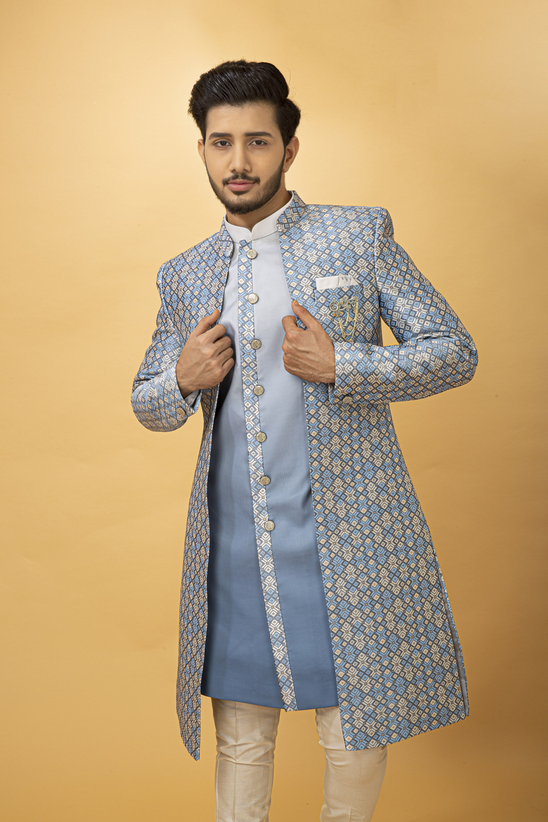 GEOMETRICAL OMBRE EFFECT NAWABI WITH LONG JACKET