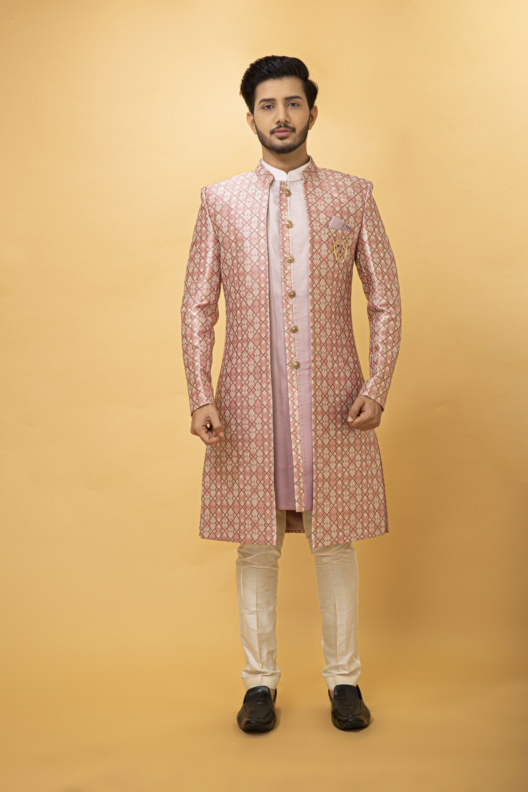 BLUSH PINK OMBRE EFFECT NAWABI WITH LONG JACKET