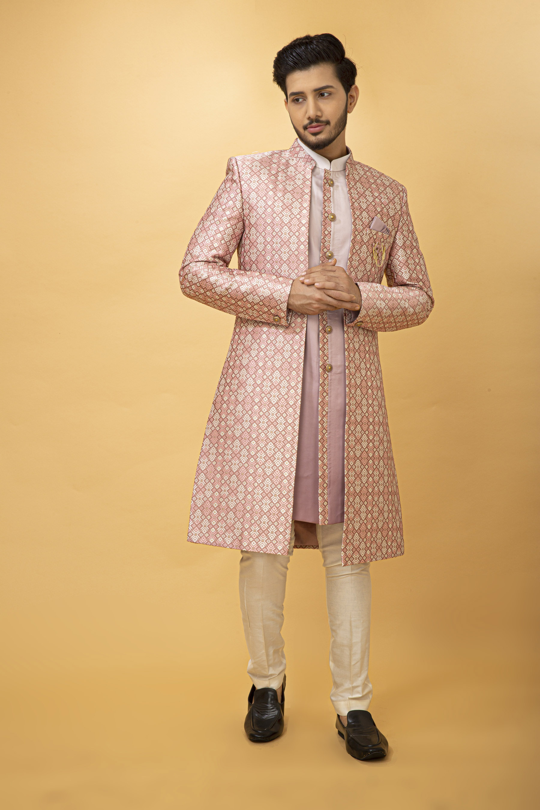 BLUSH PINK OMBRE EFFECT NAWABI WITH LONG JACKET