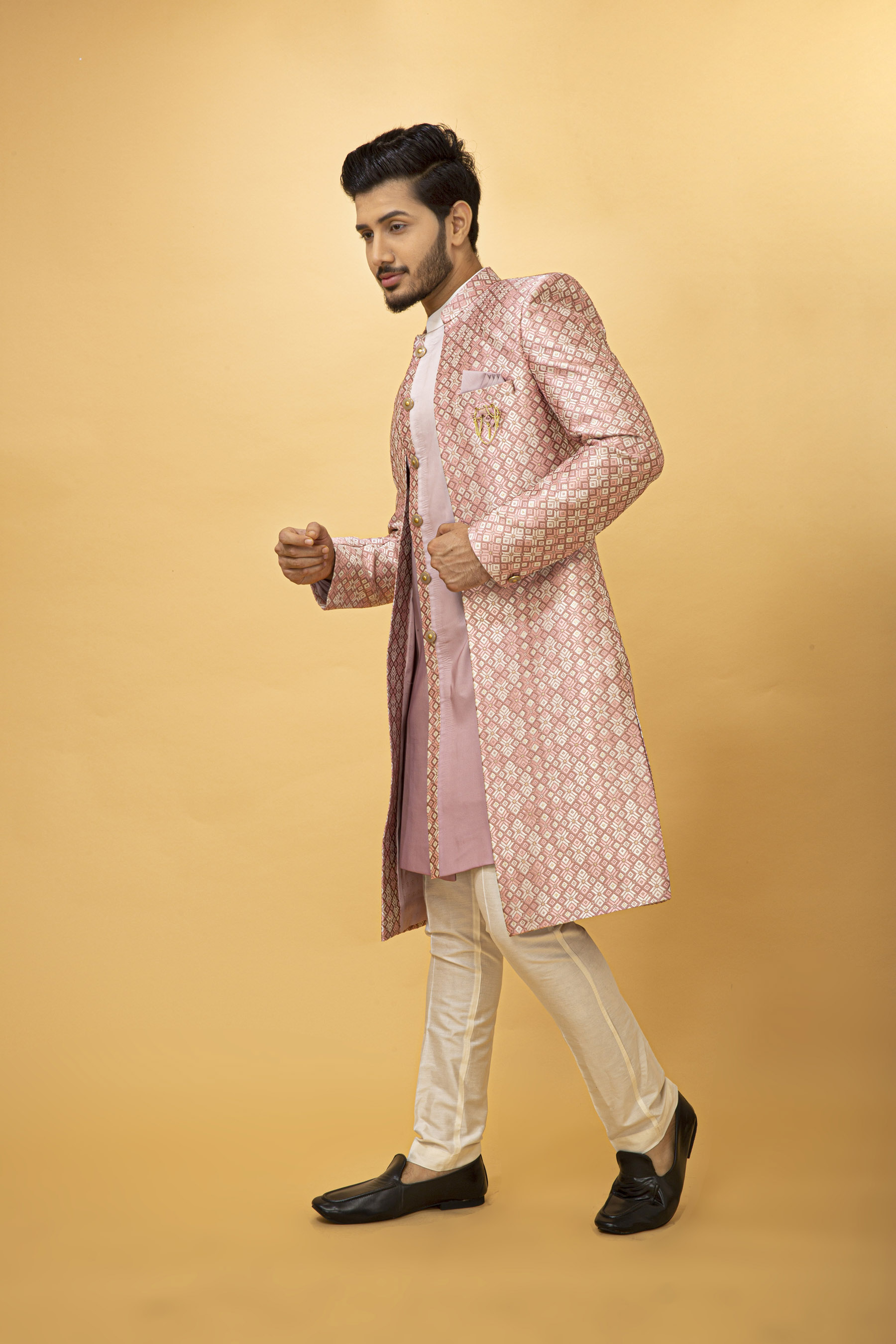 BLUSH PINK OMBRE EFFECT NAWABI WITH LONG JACKET