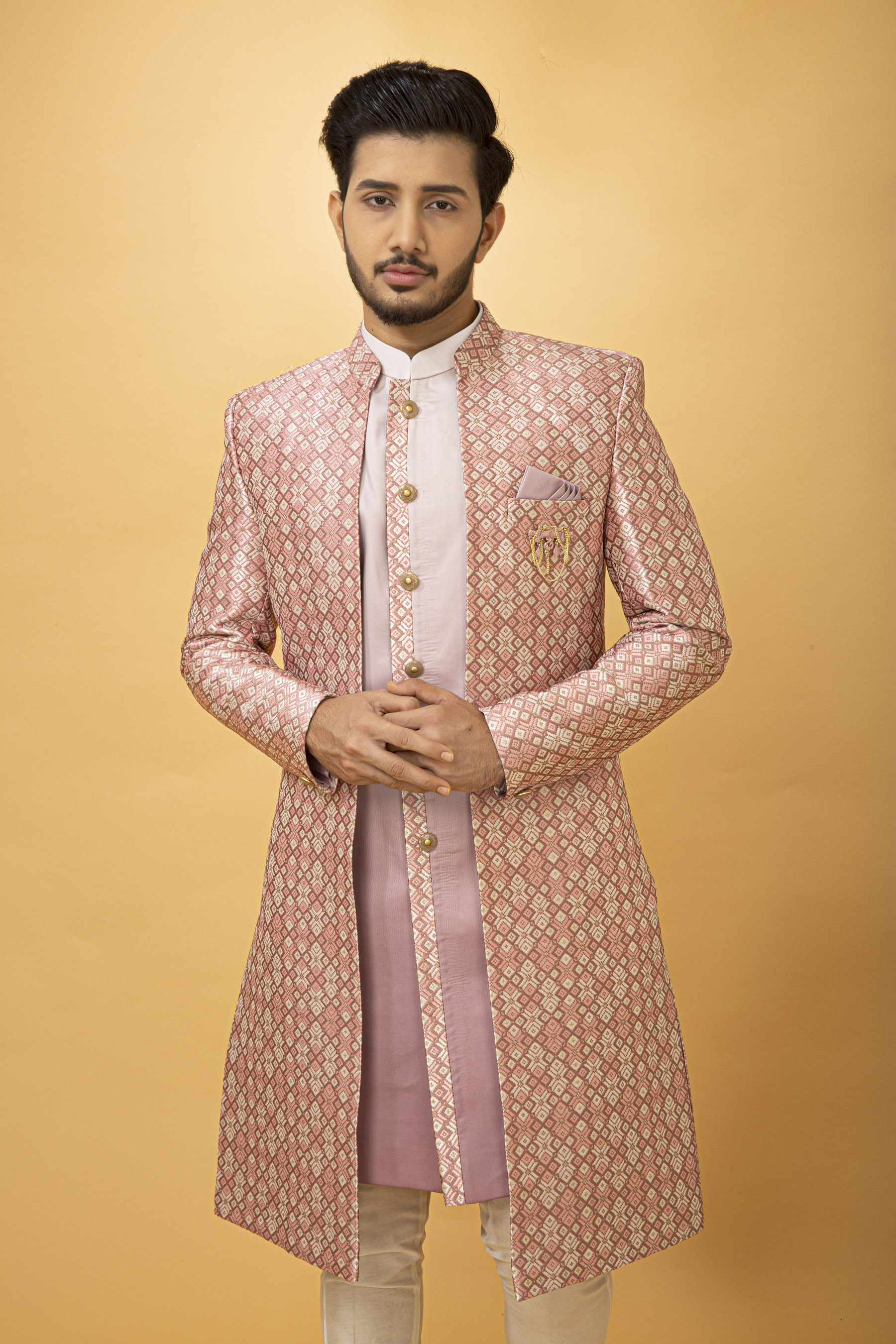 BLUSH PINK OMBRE EFFECT NAWABI WITH LONG JACKET