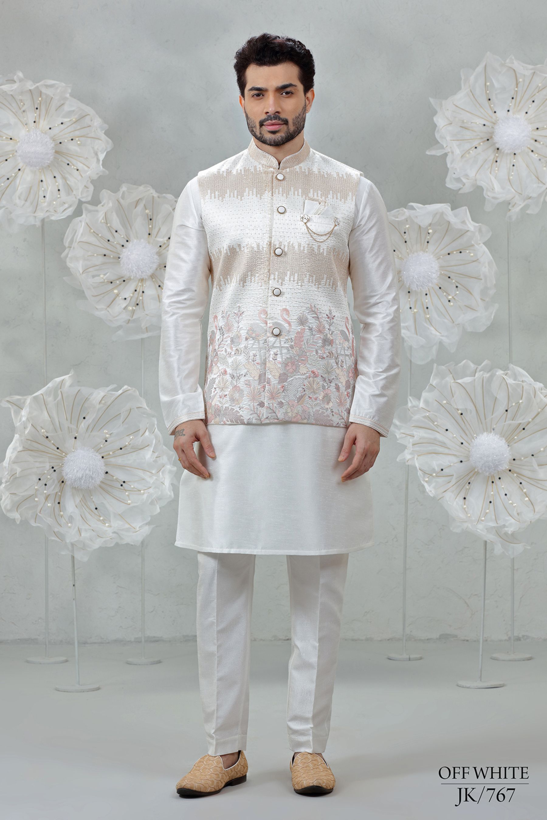 FLAMINGO EMBROIDERED KURTA JACKETSET