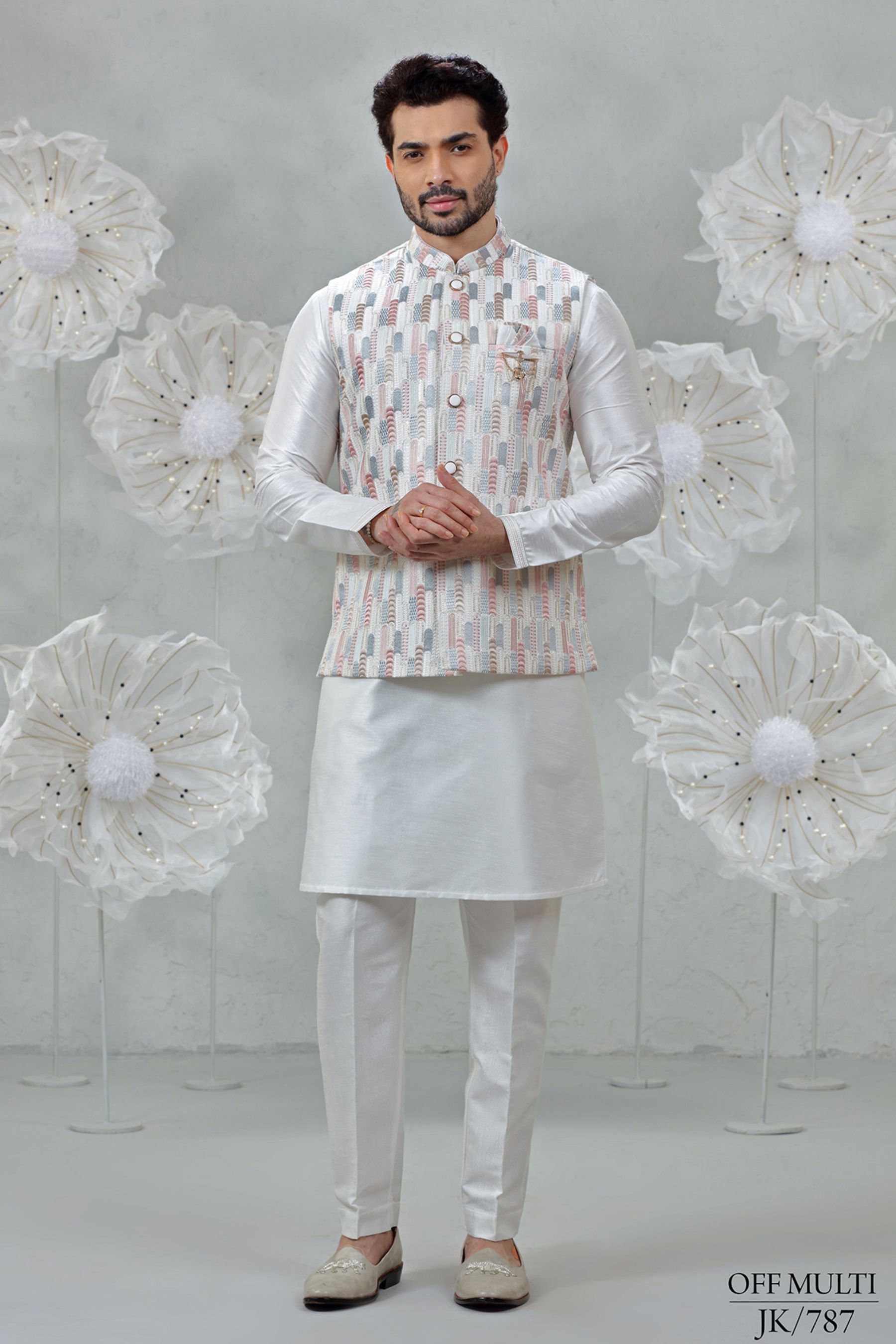 ABSTRACT EMBROIDERED KURTA JACKETSET