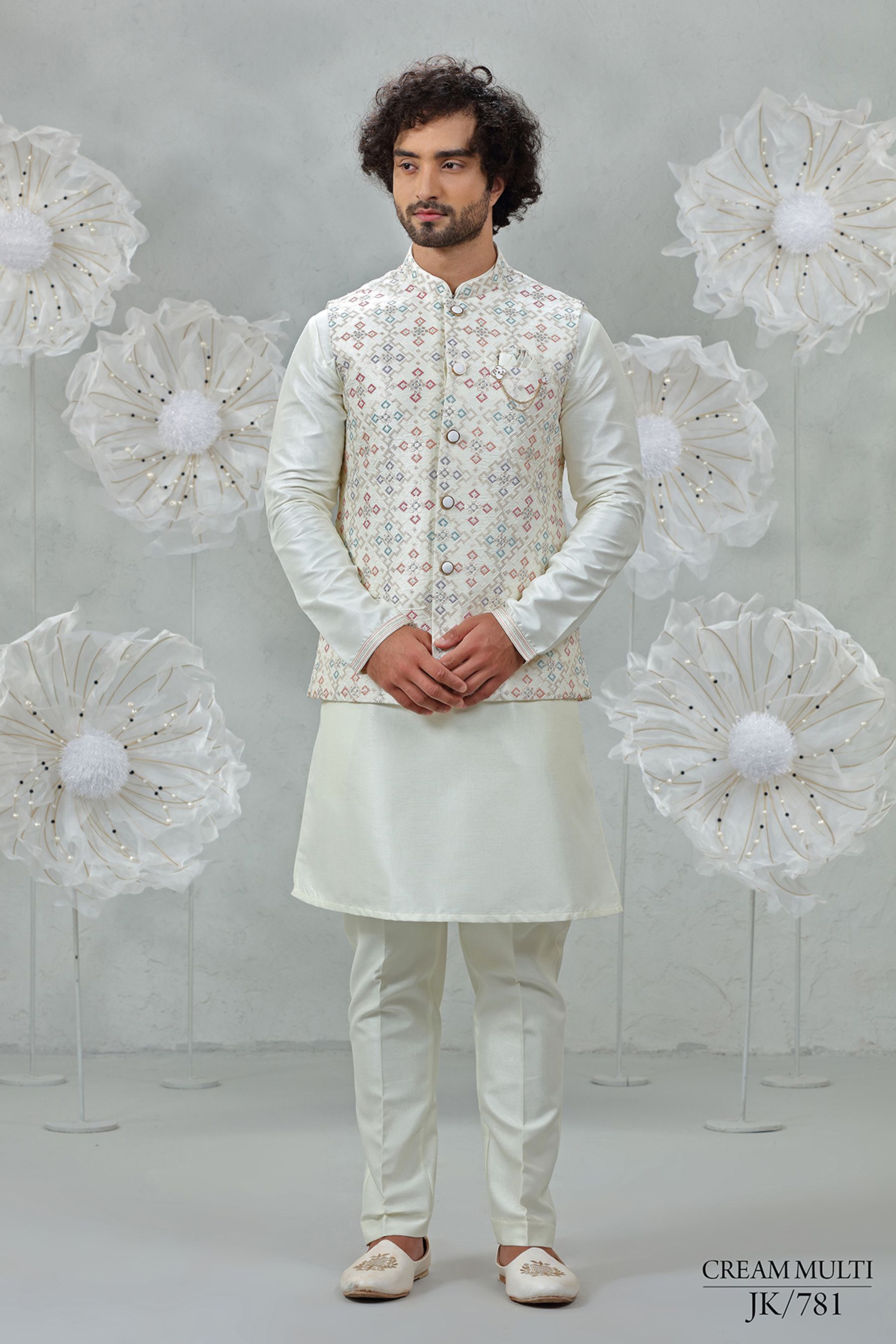 FLORESCENT EMBROIDERED KURTA JACKETSET