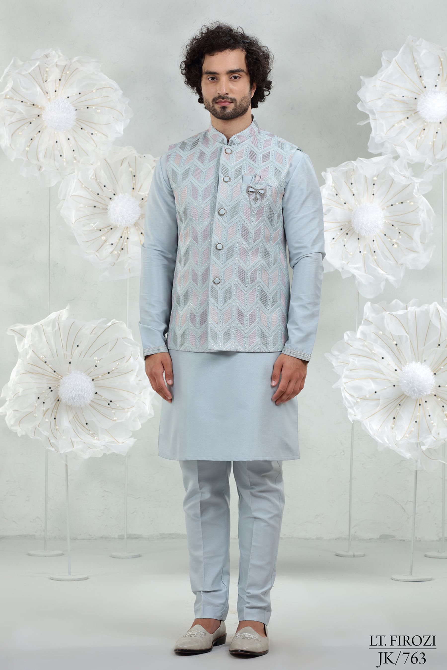 LIGHT FIROZI EMBROIDERED SET