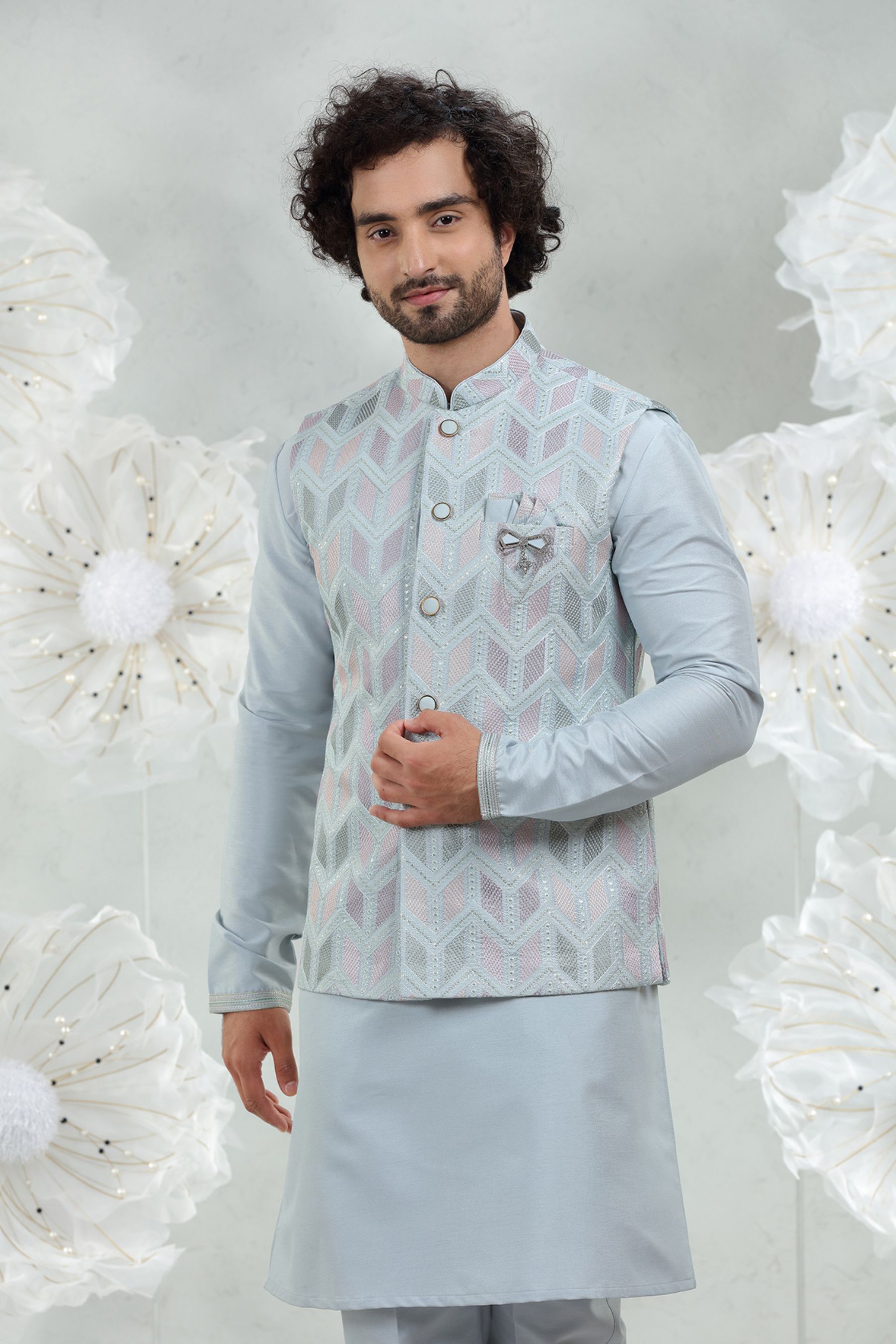 LIGHT FIROZI EMBROIDERED SET