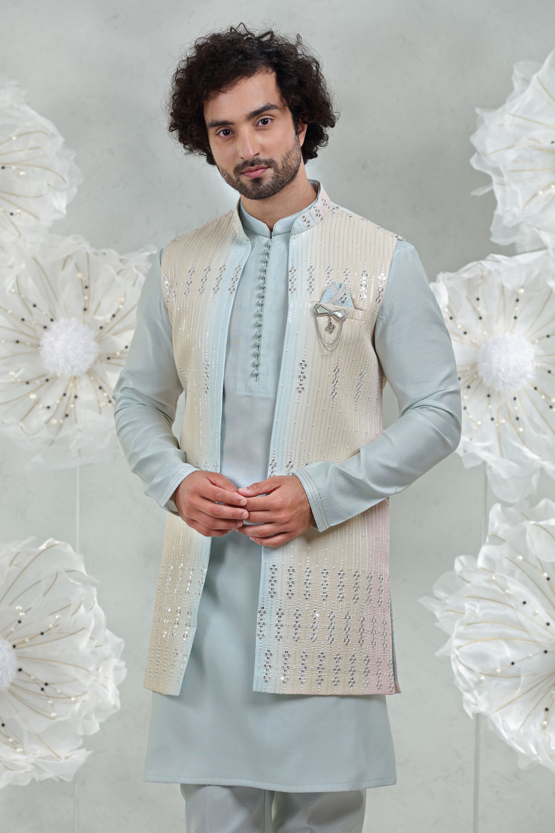 OMBRE BLUE EMBROIDERED SET