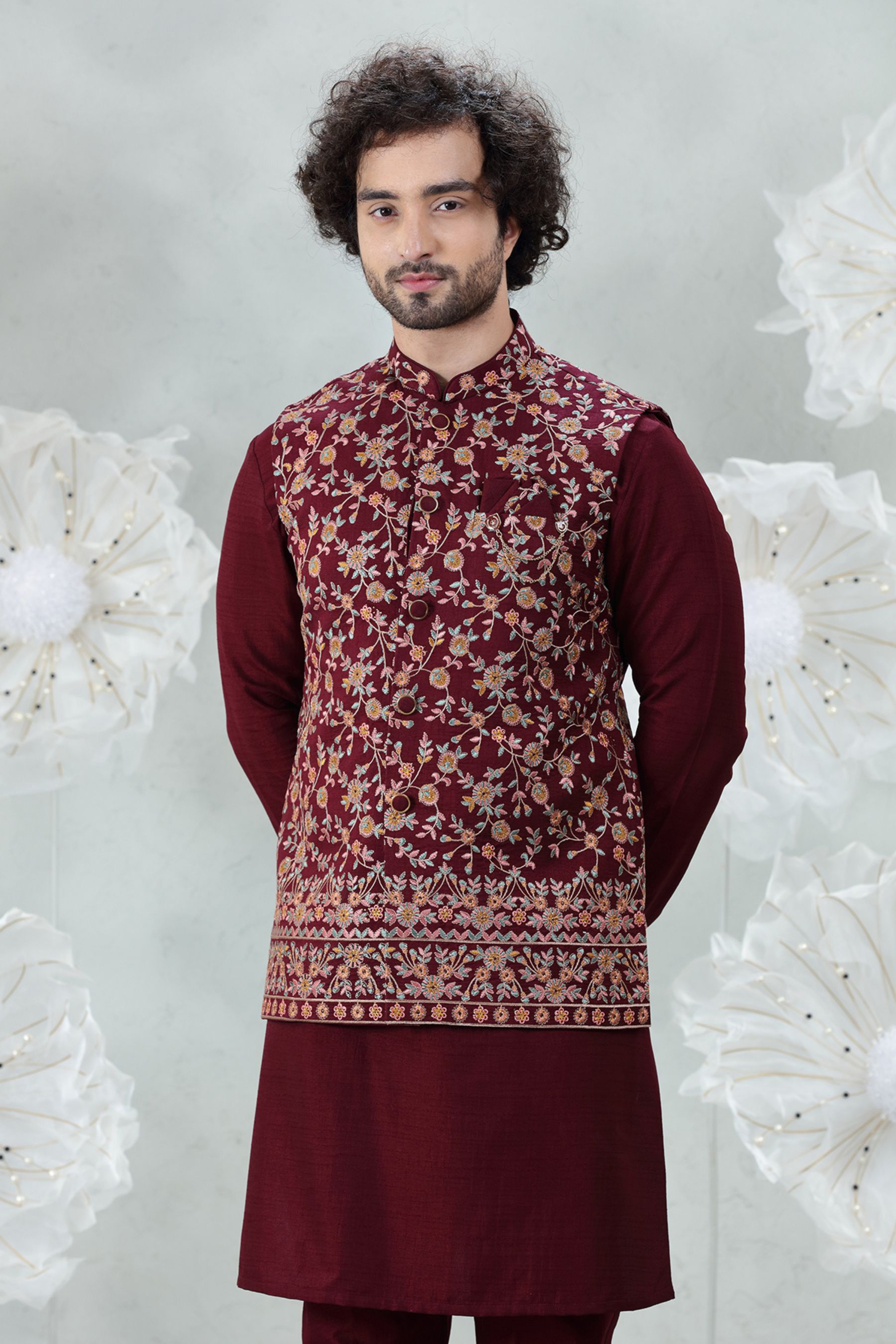 ROYAL MAROON EMBROIDERED  SET