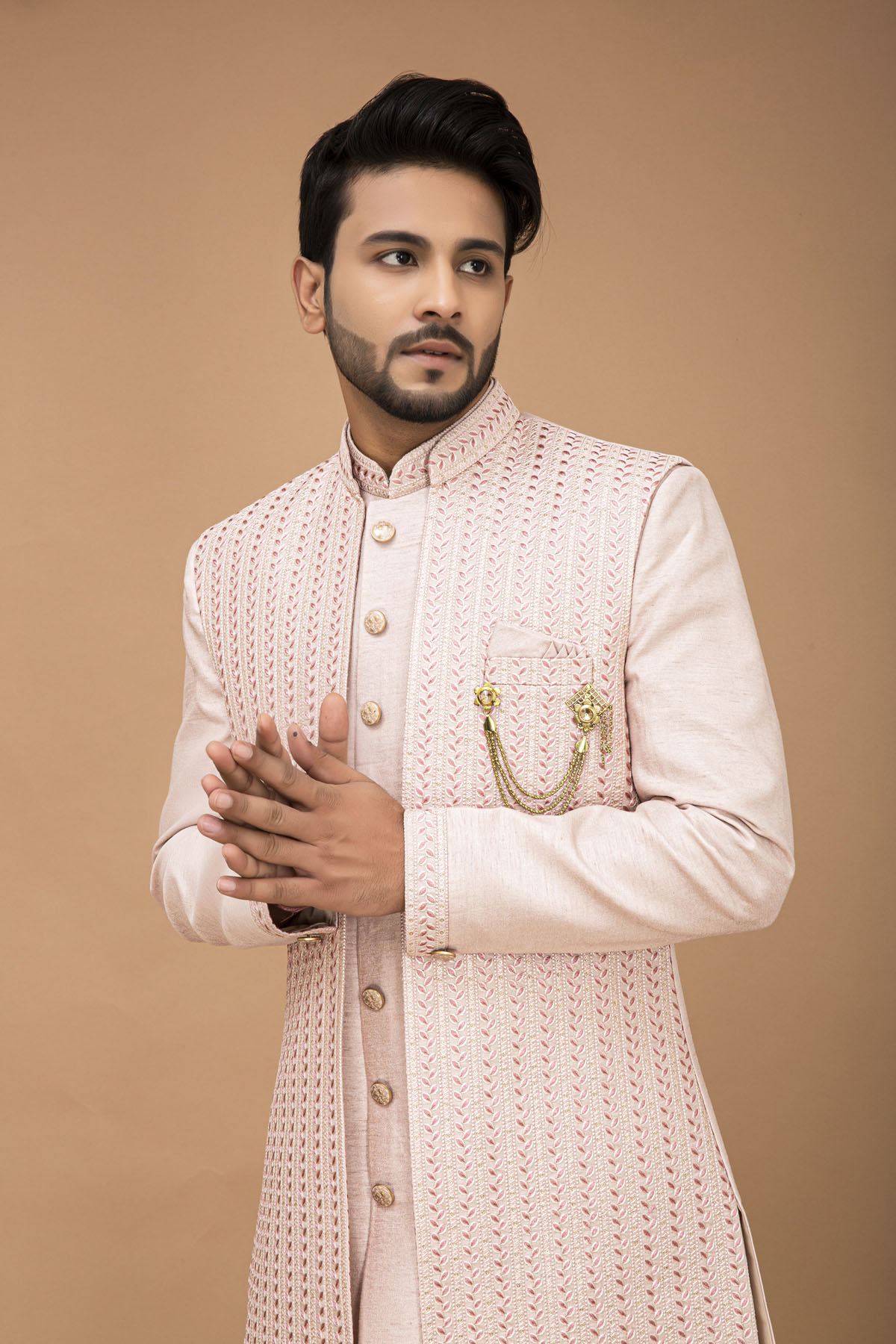 Pastel Pink Nawabi with Long jacket