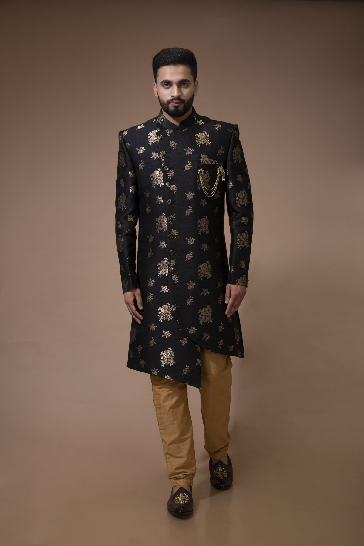 Black Floral Indowestern 