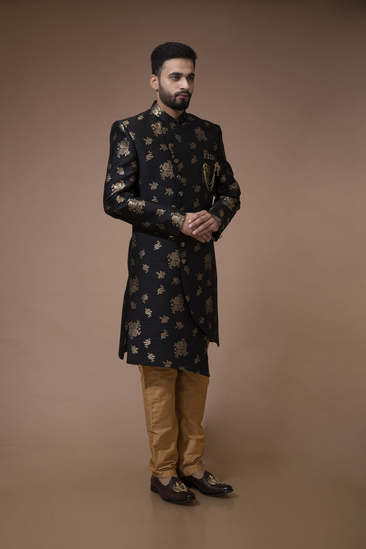 Black Floral Indowestern 