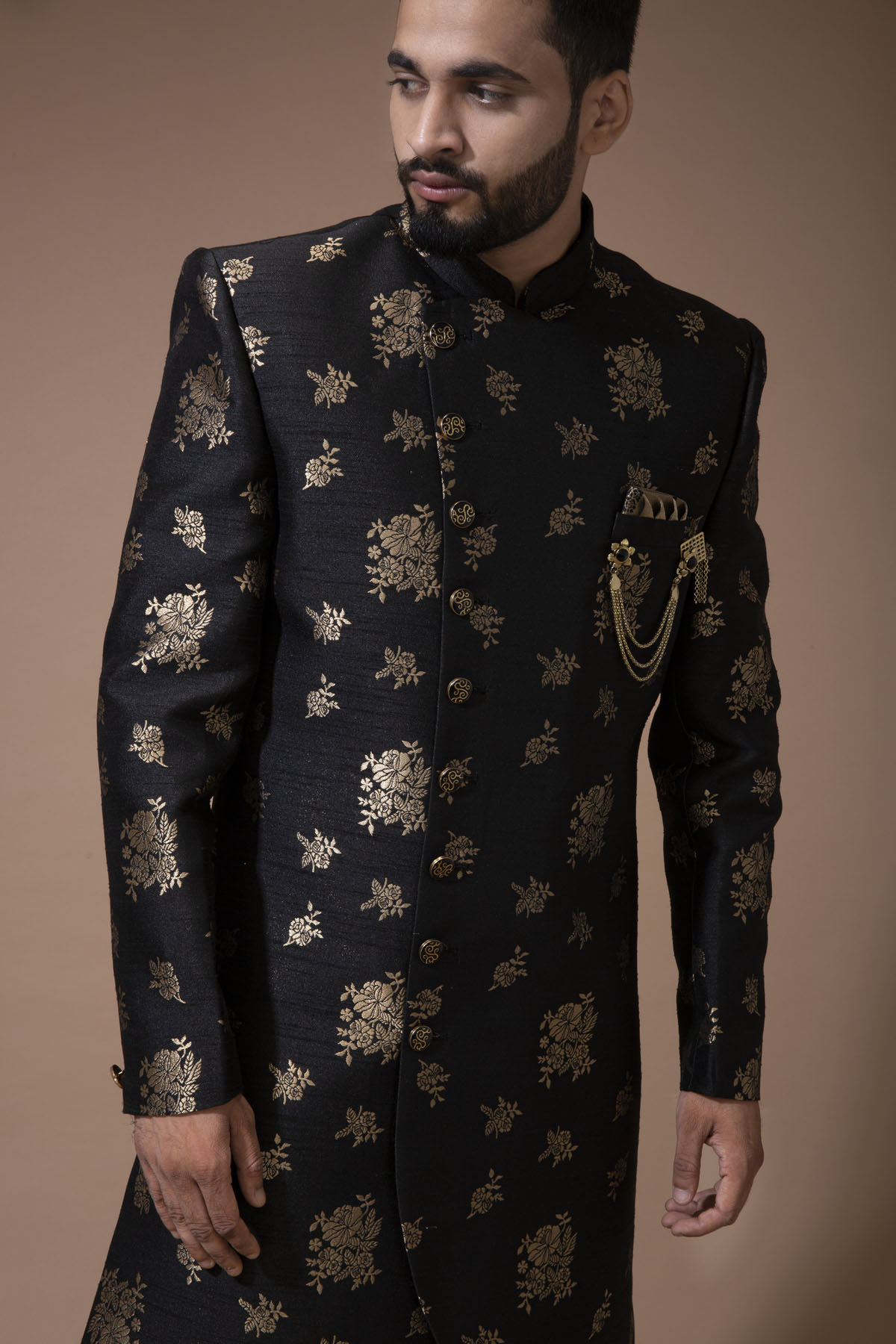 Black Floral Indowestern 