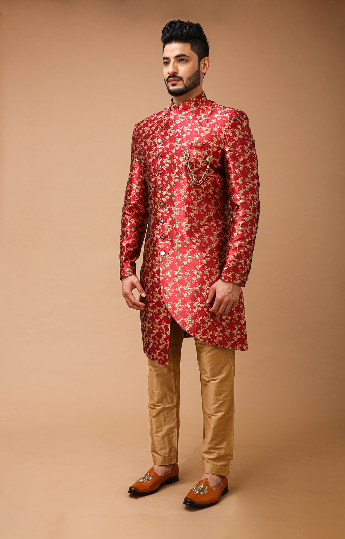 Shade of Red Floral Indowestern