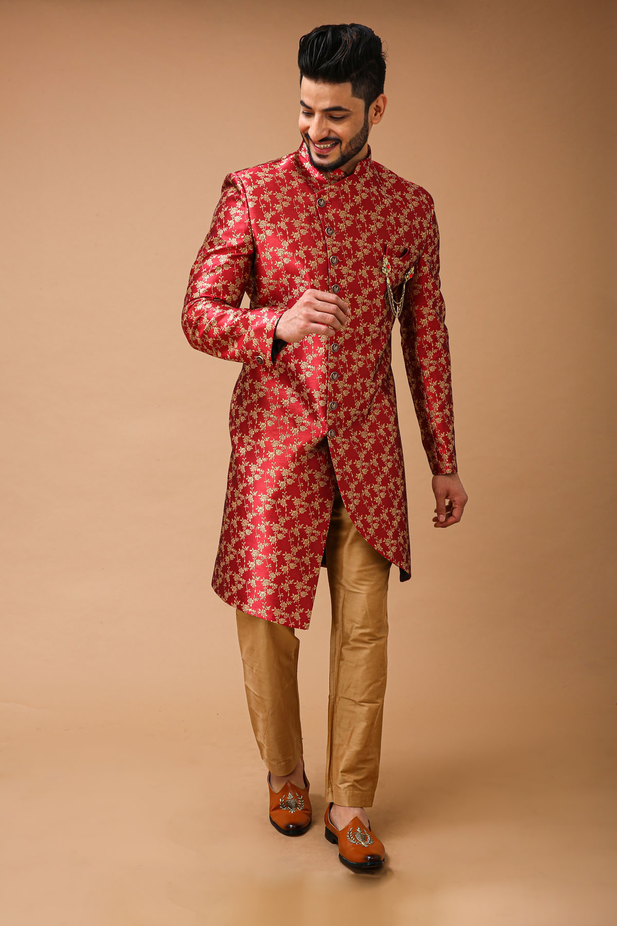 Shade of Red Floral Indowestern